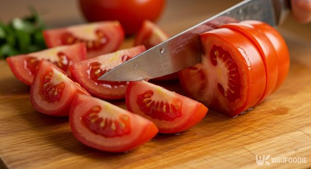 토마토를 손질하는 모습. / 위키푸디