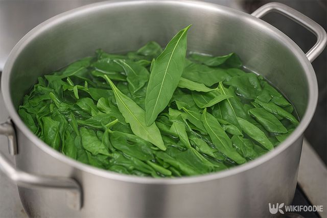 고춧잎을 데치는 모습. / 위키푸디