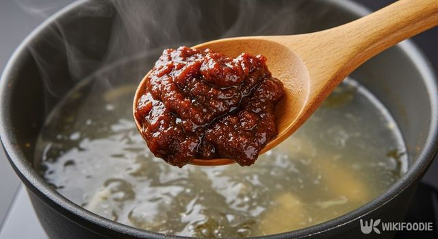 된장을 육수에 넣고 있다. / 위키푸디