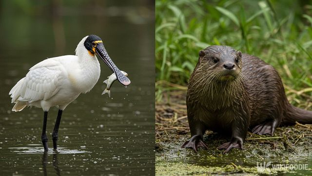 노랑부리저어새(왼), 수달(오). 기사 이해를 돕기 위해 제작된 사진. / 위키푸디