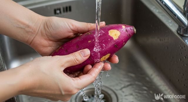 고구마를 깨끗이 씻는 모습. / 위키푸디