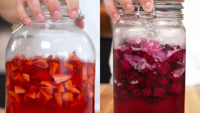 인기 음식 유튜버 닉 디지오바니가 만든 딸기청과 용과청. / 유튜브 채널 'Nick DiGiovanni'