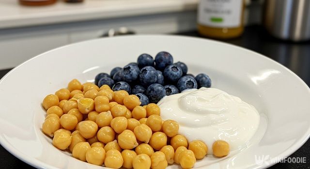 병아리콩과 그릭요거트, 블루베리. / 위키푸디