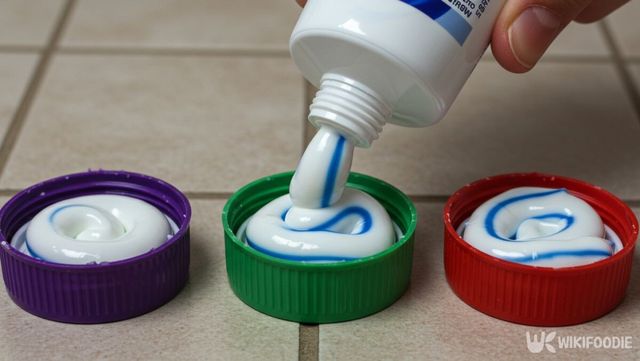 병뚜껑에 치약을 짜는 모습. / 위키푸디