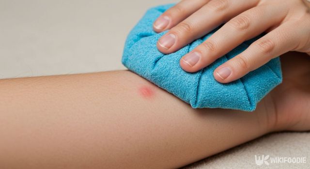 모기에 물린 부위를 냉찜질하고 있다. / 위키푸디