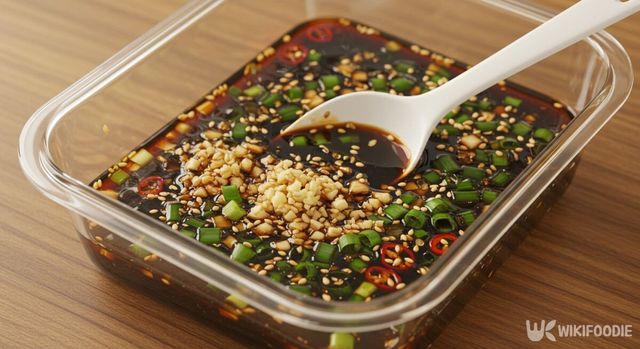 구운 양파 절임의 양념을 만드는 모습. / 위키푸디