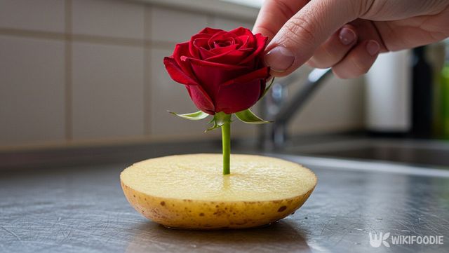 감자에 꽂은 장미 자료사진. / 위키푸디