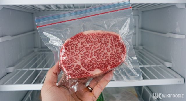 한우 한 덩이를 냉동하는 모습. / 위키푸디