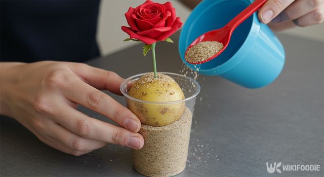 감자에 꽂은 장미 자료사진. / 위키푸디