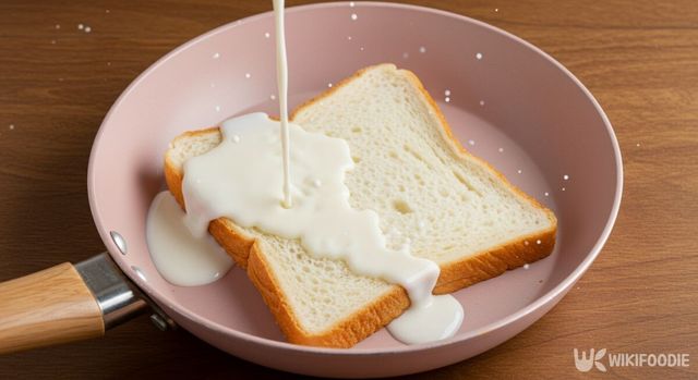 식빵에 우유를 붓는 모습. / 위키푸디