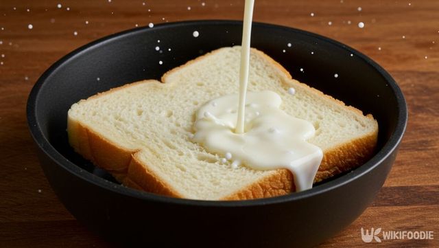 식빵에 우유를 붓는 모습. / 위키푸디