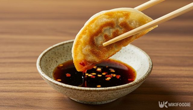군만두를 소스에 찍은 모습. / 위키푸디