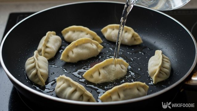 프라이팬에 물을 붓고 있다. / 위키푸디