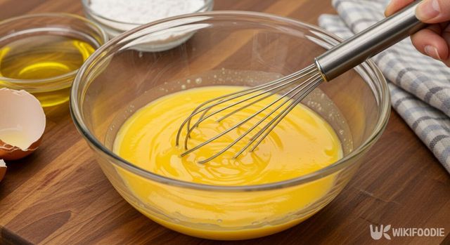 노른자와 재료를 섞고 있다. / 위키푸디