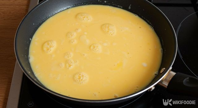 반죽을 팬에 부은 모습. / 위키푸디