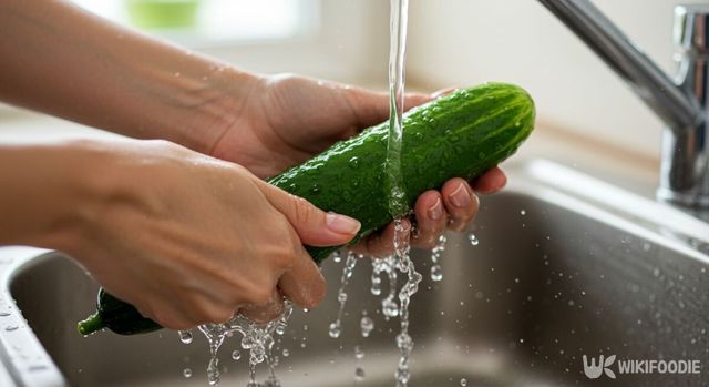 오이를 깨끗이 세척하는 모습. / 위키푸디