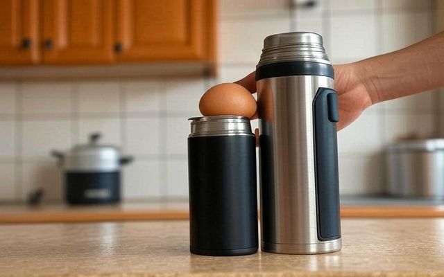 보온병을 이용하면 간편하게 계란을 익힐 수 있다. / 위키푸디