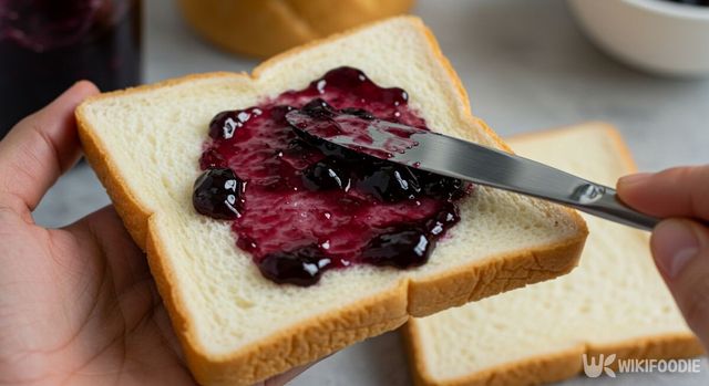 식빵에 블루베리 잼을 바르는 모습. / 위키푸디