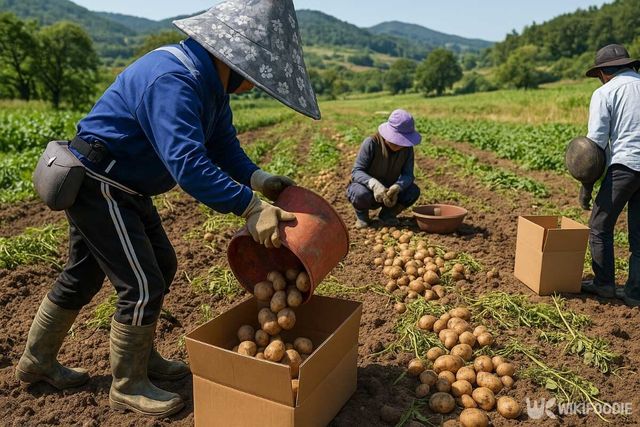 감자를 수확하는 모습. 기사 이해를 돕기 위해 AI로 제작되었습니다. / 위키푸디