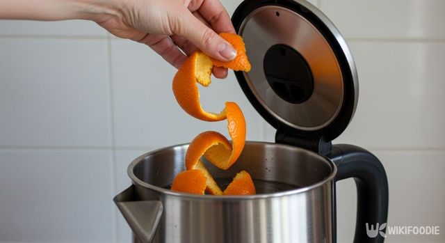 커피포트에 귤껍질을 넣는 모습. / 위키푸디