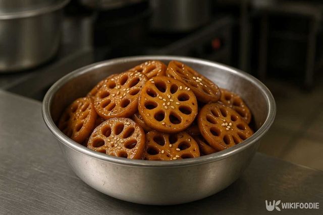 연근조림. 식당 반찬 자료사진. 기사 이해를 돕기 위해 AI로 제작되었습니다. / 위키푸디