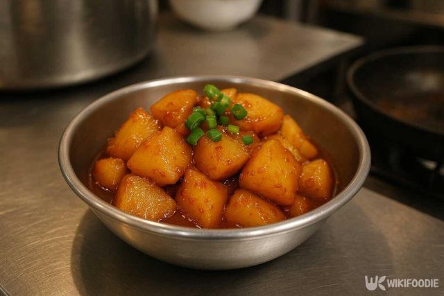 감자조림. 식당 반찬 자료사진. 기사 이해를 돕기 위해 AI로 제작되었습니다. / 위키푸디