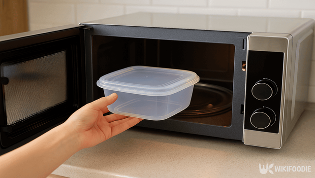 전자레인지에 전용 용기를 넣는 사진. / 위키푸디