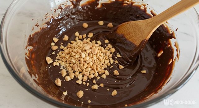 녹인 다크초콜릿에 땅콩 분태를 넣은 모습. / 위키푸디
