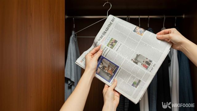 습기 제거를 위해 신문지를 옷장에 넣고 있는 사진 / 위키푸디