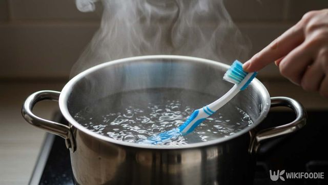 끓는 물에 칫솔을 소독하고 있는 사진 / 위키푸디