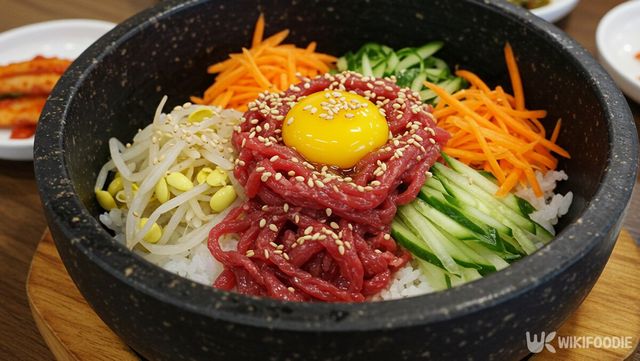 콩나물이 올라간 육회 비빔밥 자료사진. / 위키푸디