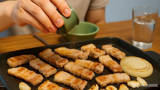 삼겹살에 산초를 뿌리는 모습. 기사 이해를 돕기 위해 AI로 만든 이미지입니다. / 위키푸디