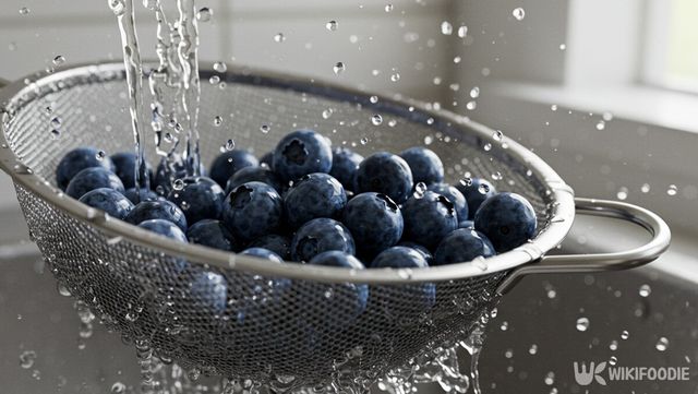 블루베리를 물에 씻는 모습. / 위키푸디