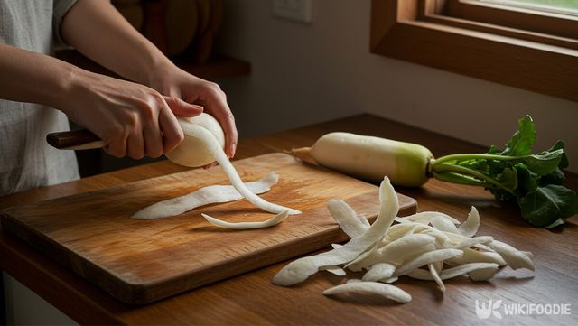 무 껍질을 손질하는 자료 사진. / 위키푸디