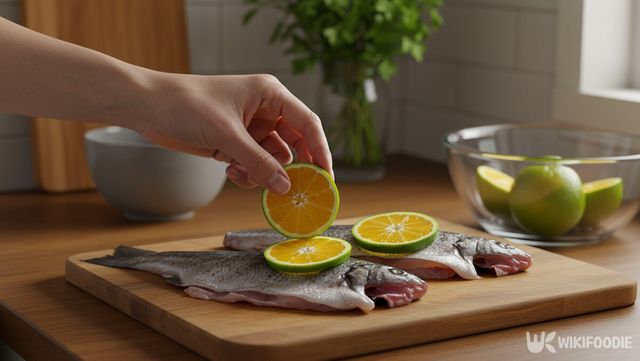 생선의 비린내를 잡기 위해 청귤을 올리는 모습. / 위키푸디