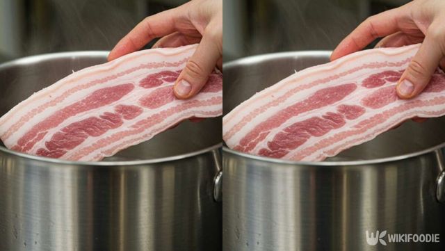 통삼겹살을 냄비 안에 넣고 있는 사진 / 위키푸디