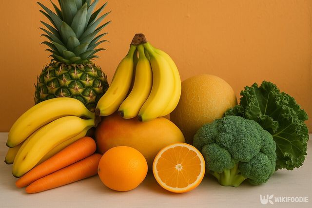 과일과 채소가 테이블 위에 놓여 있다. / 위키푸디