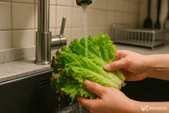 상추를 씻고 있는 사진. / 위키푸디