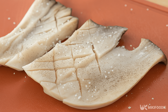 새송이버섯에 칼집을 낸 자료 사진. / 위키푸디