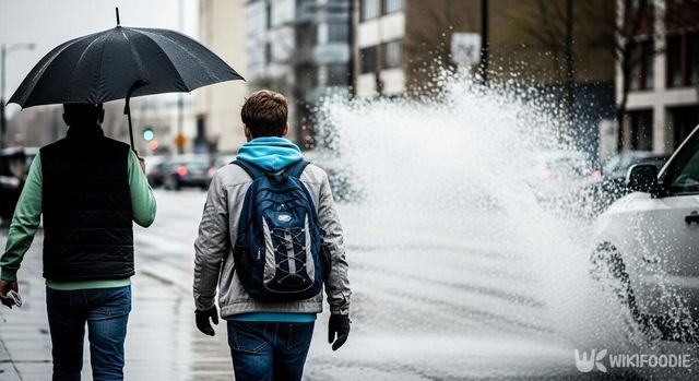 보행자 물 튀김. / 위키푸디