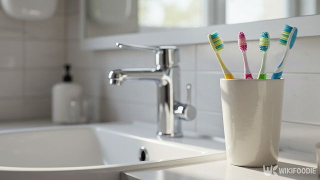 세면대 위 칫솔 자료 사진. / 위키푸디