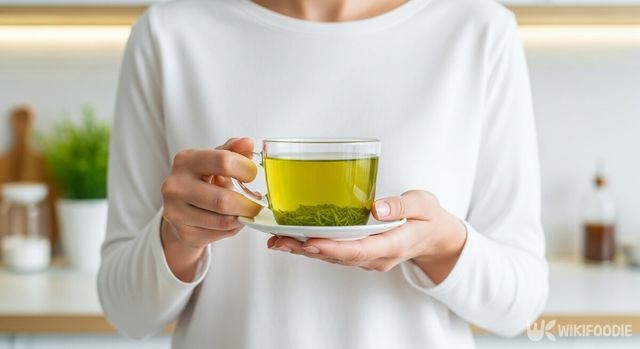 녹차를 마시는 사진. / 위키푸디