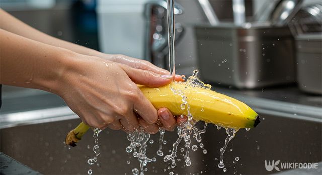 바나나를 씻는 모습. / 위키푸디