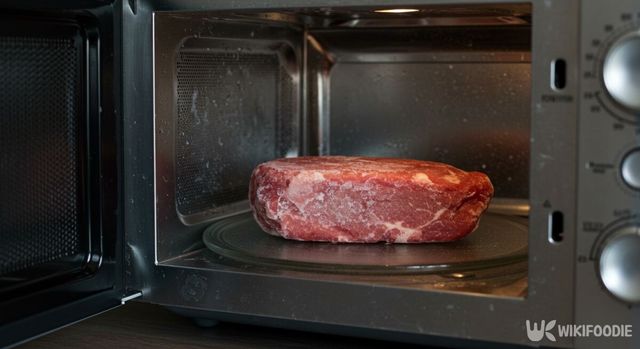 냉동고기를 전자레인지에 넣은 모습. / 위키푸디