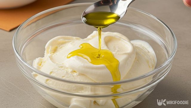아이스크림에 올리브오일을 넣고 있다. / 위키푸디