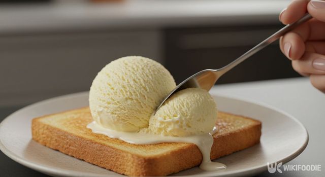 구운 식빵 위에 아이스크림을 올린 모습. / 위키푸디