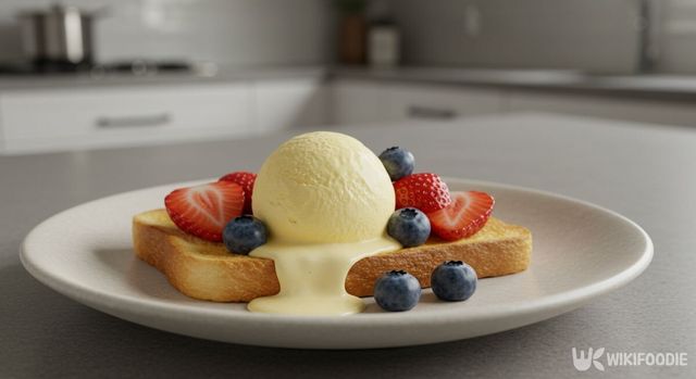아이스크림에 식빵과 과일을 곁들인 모습. / 위키푸디