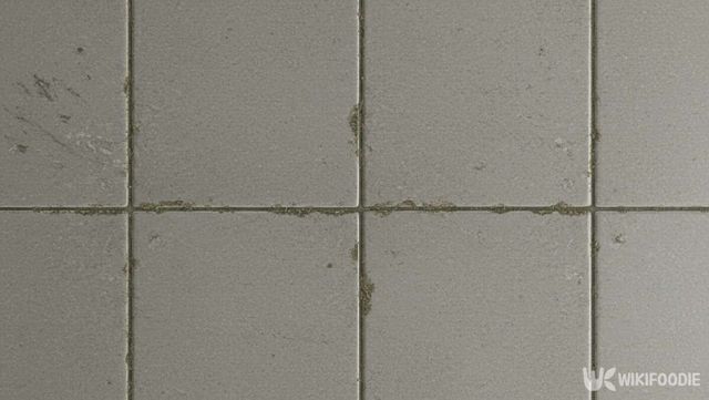 화징실 타일 바닥 줄눈에 곰팡이가 생긴 사진 / 위키푸디