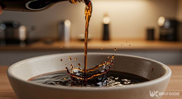 그릇에 양조간장을 붓는 모습. / 위키푸디