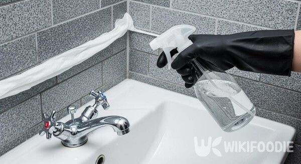 타일 틈새에 휴지를 붙여놓은 사진. / 위키푸디